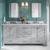 Modern Shaker Grey Double Sink Vanity Soft Close Drawers & Flexible Cabinet Storage Layout