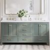 Modern Sage Green Double Vanity Soft Close Drawers Multi-Zone Classified Storage Layout