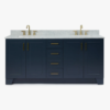 72" Freestanding Navy Double Bathroom Vanity with Symmetrical Storage System