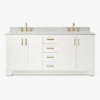 72" Freestanding White Double Bathroom Vanity with Symmetrical Storage Layout