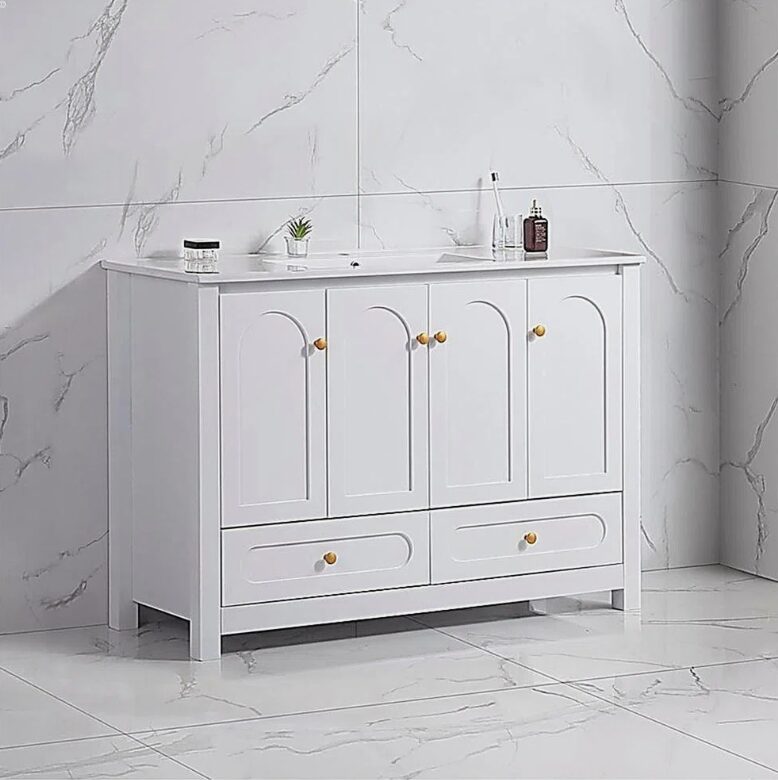 Classic Farmhouse White Bathroom Vanity with Ample Storage for Master Bath Remodel