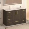 Contemporary Walnut Bathroom Vanity with Ample Divided Storage for Master Bath Remodel