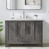 Transitional Farmhouse Grey Bathroom Vanity with Adjustable Shelves for Guest & Master Bath