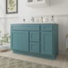 1 Vibrant Teal Shaker Vanity Base Cabinet with Multi-Zone Storage for Bathroom Remodel