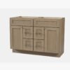 48" Freestanding Recessed Panel Double Vanity Base for Custom Countertop