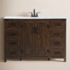 Industrial Rustic Dark Oak Bathroom Vanity with Abundant Drawer Storage for Modern Farmhouse Bath