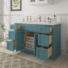 Vibrant Teal Shaker Vanity Base Cabinet with Large Silent Soft-Close Storage