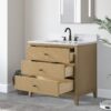 10 Large Storage Fluted Oak Bathroom Vanity with Full Soft-Close Solid Wood Drawers