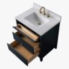 10 Large Storage Fluted Navy Bathroom Vanity with Full Soft-Close Solid Wood Drawers