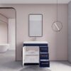 Luxury Gloss Navy Bathroom Vanity with Split Storage Zones & Soft-Close System
