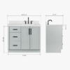 42" Modern Light Gray Bathroom Vanity Cabinet with Matte Black Bar Pulls & Classified Storage