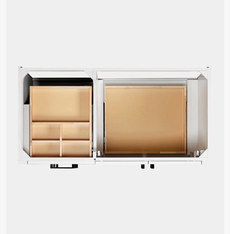 Minimalist White Wood Bathroom Vanity with Full Soft-Close Hardware & Solid Pine Drawer Boxes