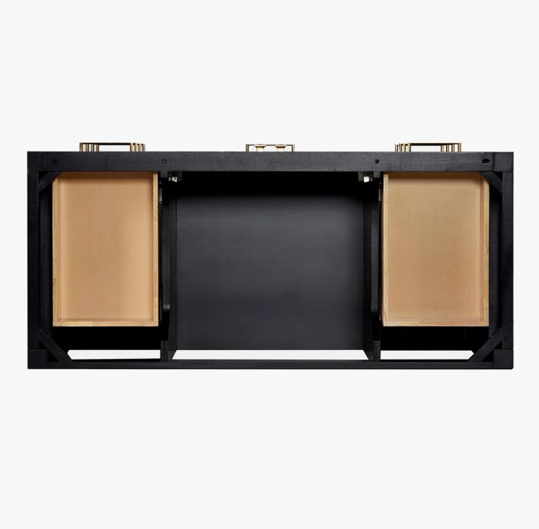 10 Rustic Black Oak Bathroom Vanity with Full Soft-Close Slides & Spacious Classified Storage