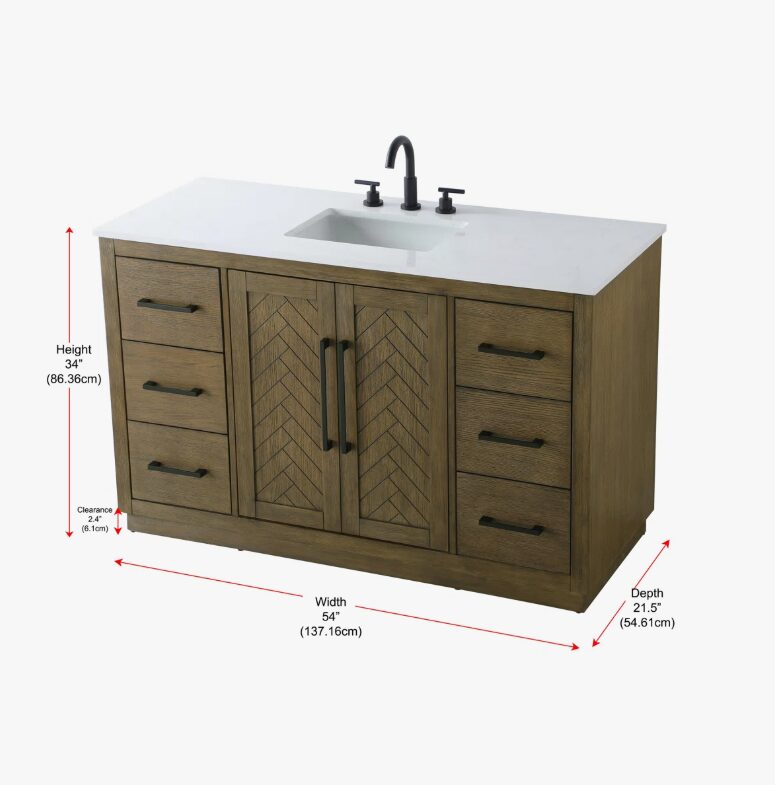 10 Transitional Weathered Wood Single Sink Vanity with Full Soft-Close Hardware & Solid Wood Drawer Boxes