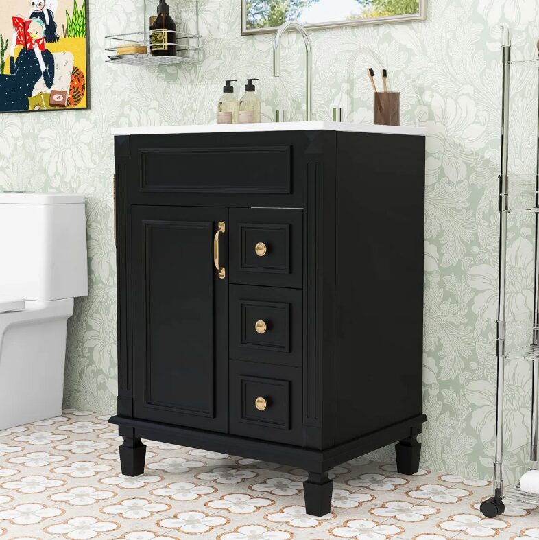 10 Classic Dark Green Bathroom Vanity Soft Close Drawers Multi Compartment Storage Cabinet