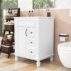 Classic White Bathroom Vanity with Soft Close Drawers Multi-Zone Storage & Decorative Wood Legs
