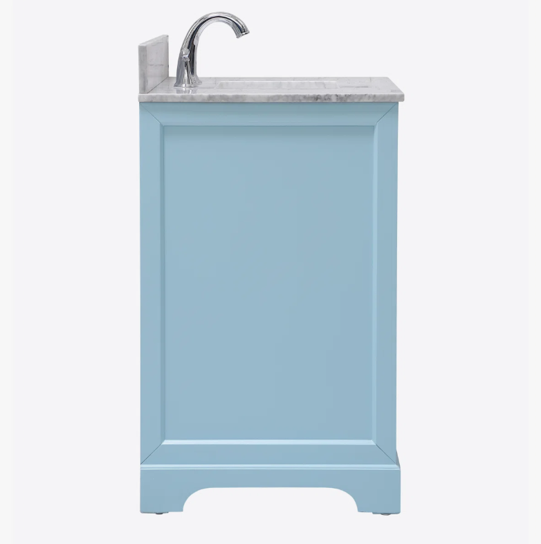 10 Pastel Blue Louver Bathroom Vanity Soft Close Drawers Multi-Zone Organized Storage Layout