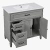 10 Cottage Style Grey Beadboard Bathroom Vanity Soft Close Drawers Split Organized Storage Layout