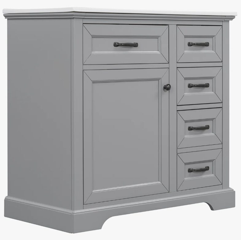 10 Classic Shaker Grey Bathroom Vanity Soft Close Drawers Multi-Zone Organized Storage