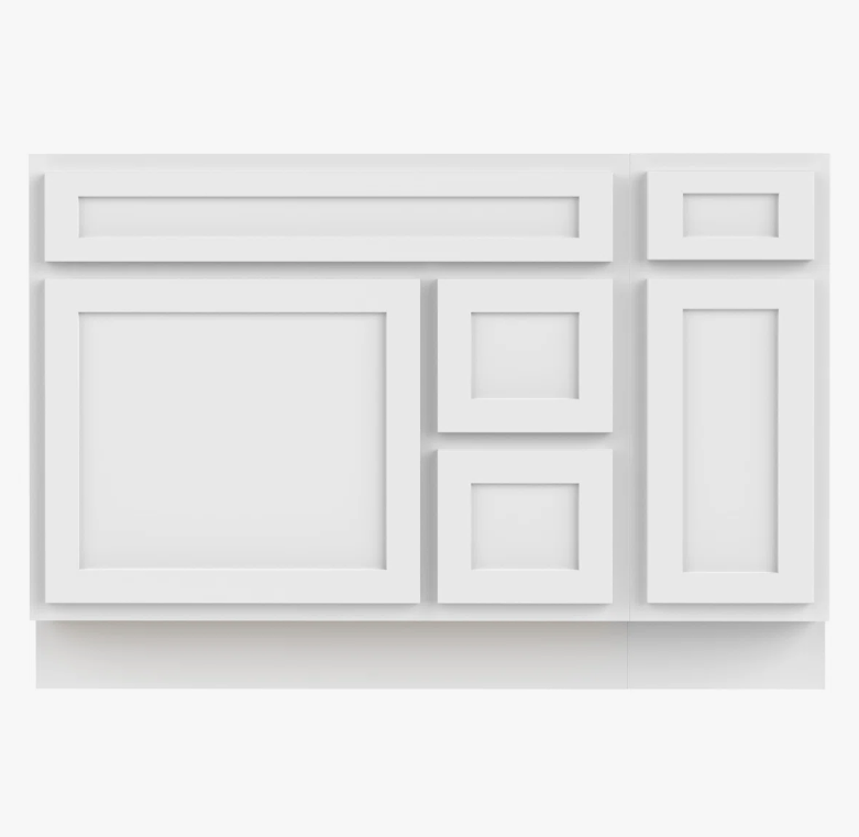 Classic Bright White Shaker Vanity Base Cabinet with Divided Storage for Bath Renovation