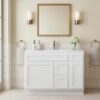 11 Classic Bright White Shaker Vanity Base Cabinet with Divided Storage for Bath Renovation