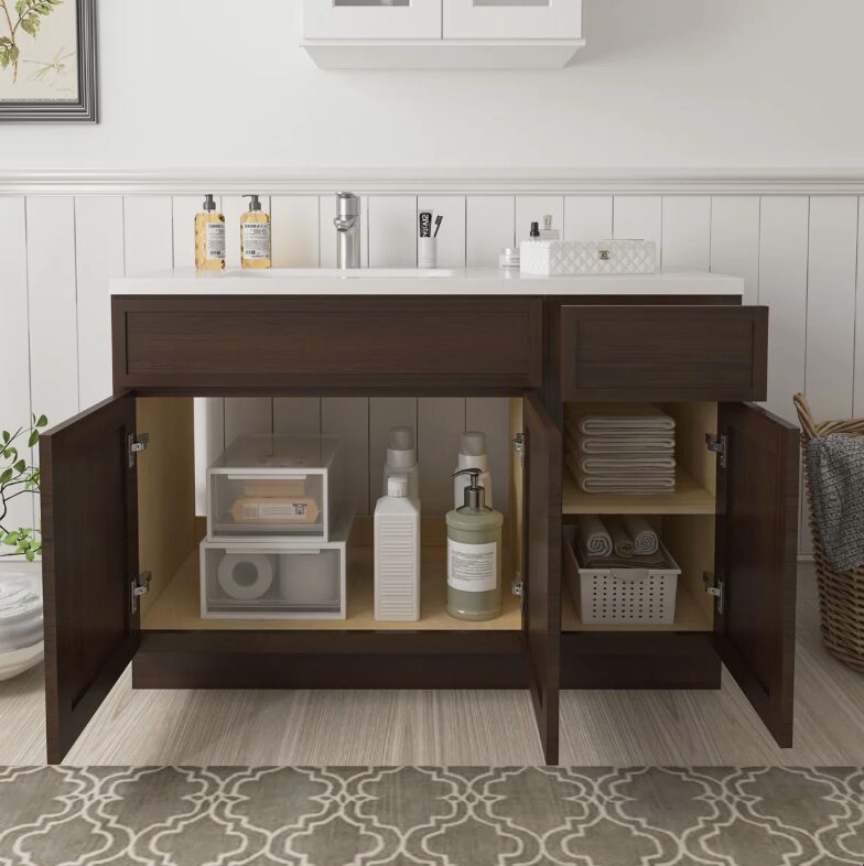 Freestanding Recessed Panel Vanity Base for Custom Sink Countertop