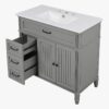 11 Cottage Style Grey Beadboard Bathroom Vanity Soft Close Drawers Split Organized Storage Layout