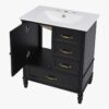 11 Vintage Traditional Black Bathroom Vanity Soft Close Drawers Large Split Storage Layout