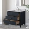 11 Large Storage Fluted Navy Bathroom Vanity with Full Soft-Close Solid Wood Drawers