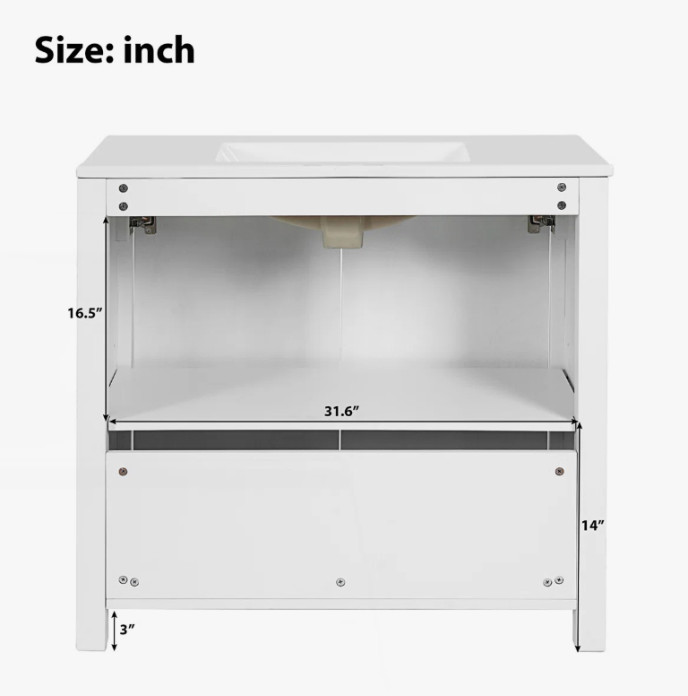 11 36" Rustic White Shaker Bathroom Vanity Cabinet with Vintage Distressed Wood Finish