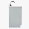 12 Modern Light Gray Bathroom Vanity with Black Pulls & Multi Compartment Soft-Close Storage