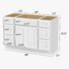 Bright White Shaker Vanity Base Cabinet with Spacious Silent Soft-Close Storage