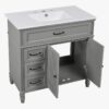 12 Cottage Style Grey Beadboard Bathroom Vanity Soft Close Drawers Split Organized Storage Layout