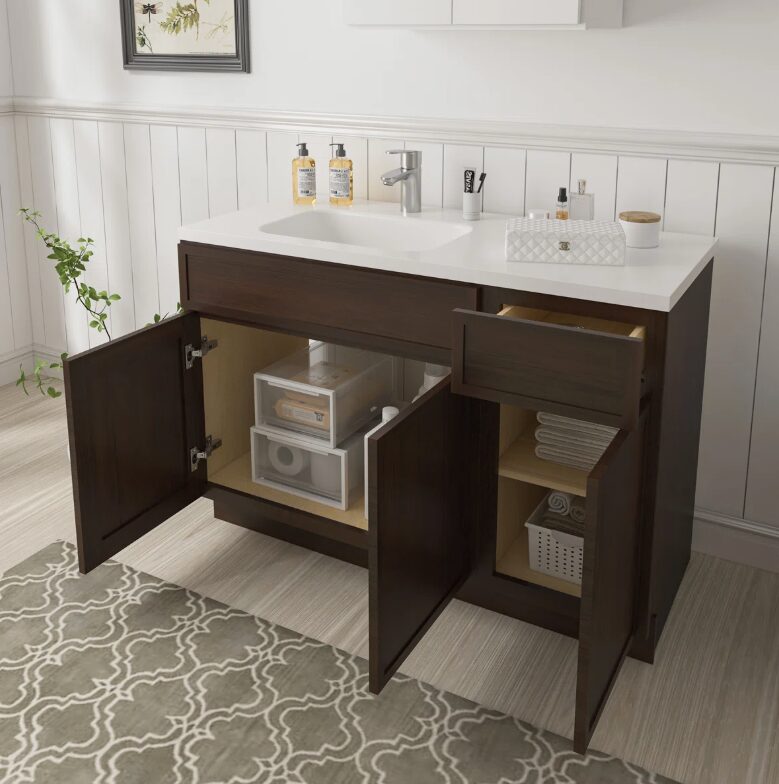 Freestanding Recessed Panel Vanity Base for Custom Sink Countertop