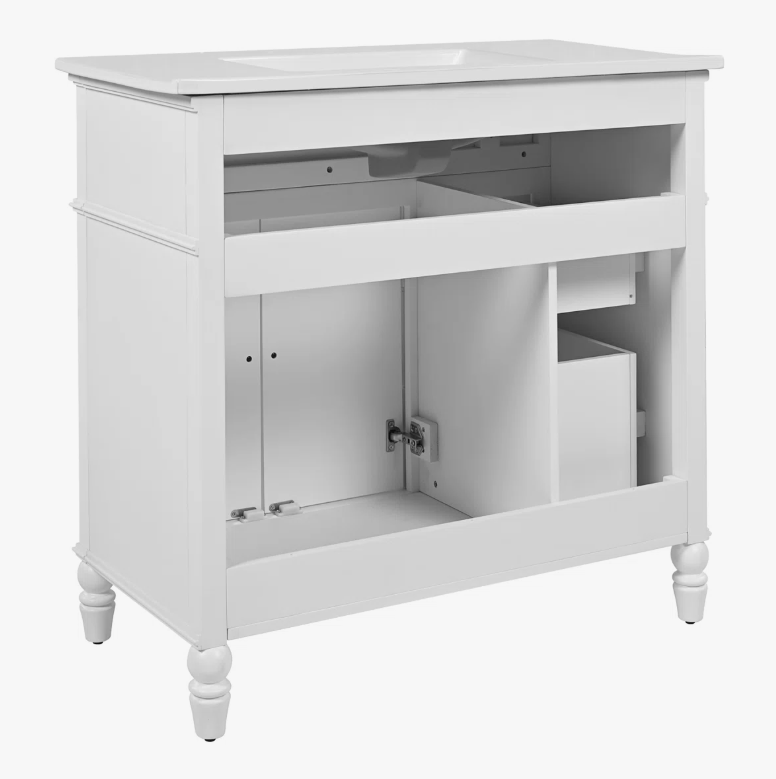 12 36" Freestanding White Farmhouse Bathroom Vanity with Multi-Drawer & Double Cabinet Doors