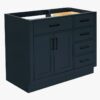 Modern Navy Solid Wood Vanity Base with Dovetail Drawers for Bathroom Remodel
