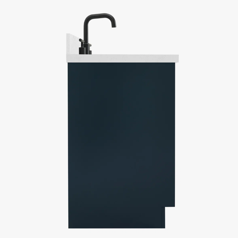 Modern Navy Bathroom Vanity Cabinet with Black Pulls & Spacious Soft-Close Storage