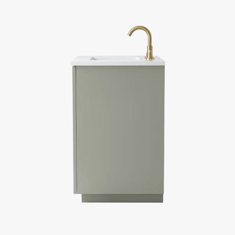 Contemporary Fluted Bathroom Vanity with Double Soft-Close Doors & Adjustable Storage Shelf