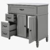 13 Cottage Style Grey Beadboard Bathroom Vanity Soft Close Drawers Split Organized Storage Layout