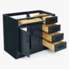 Modern Navy Solid Wood Vanity Base with Dovetail Drawers for Bathroom Remodel