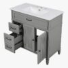 14 Cottage Style Grey Beadboard Bathroom Vanity Soft Close Drawers Split Organized Storage Layout