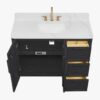 48" Black Rattan Complete Bathroom Vanity Set with Quartz Countertop