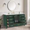 Luxury Dark Green Bathroom Vanity with Gold Pulls & Massive Soft-Close Storage