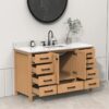 2 Warm Oak Bathroom Vanity Cabinet with Black Pulls & Large Symmetric Soft-Close Storage
