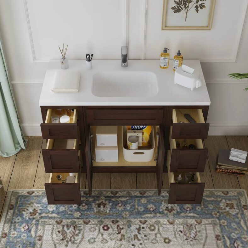 2 Espresso Shaker Vanity Base Cabinet with Large Soft-Close Storage Drawers