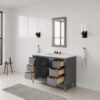 2 Sleek Gray Freestanding Bathroom Vanity with Large Soft-Close Storage & Marble Countertop