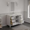 2 Minimalist White Bathroom Vanity with Silver Hardware, Spacious Soft-Close Storage & Marble Top