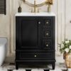 2 Spacious Storage Black Bathroom Vanity with Soft-Close Drawers & Single Cabinet Door
