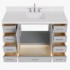 2 Spacious Light Gray Bathroom Vanity with Brushed Nickel Hardware & Massive Soft-Close Storage