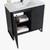 Industrial Style Black Bathroom Vanity with Split Storage Zones & Full Soft-Close Hardware